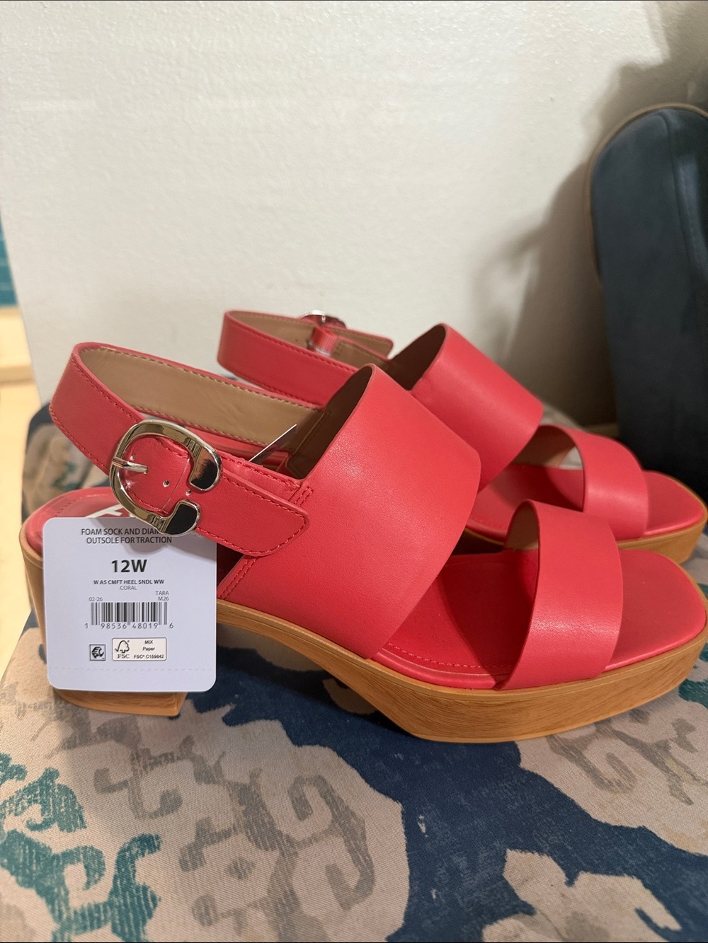 Aerosoles Tara Women's Comfort Heeled Sandal, 12 Wide Width Coral